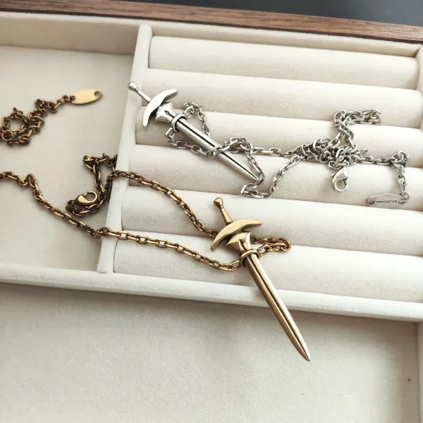 Balenciaga Sword Pendant Necklace Gold and Silver - 5