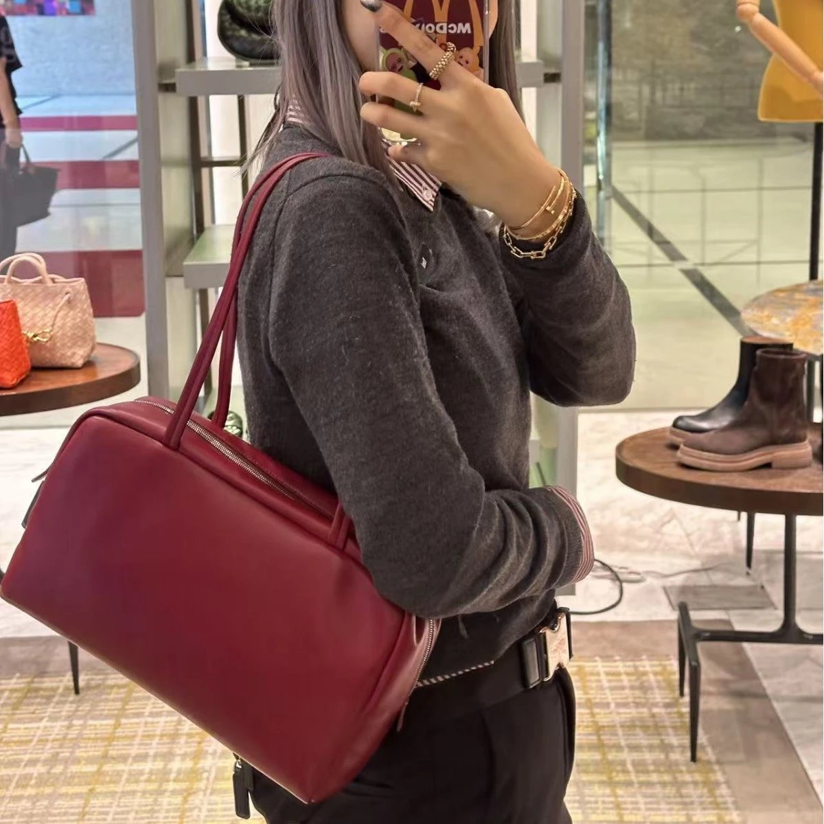 The Row Nappa Leather Bowling Bag