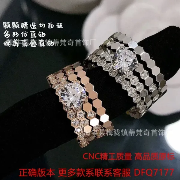 Hexagonal Pavé Ring Gold Tone Jewelry - 3