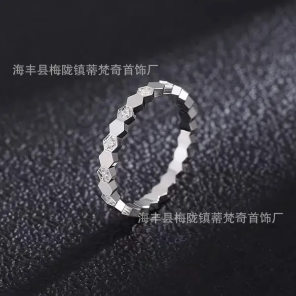 Tibichi Jewelry Hexagonal Pave Ring Silver - 1