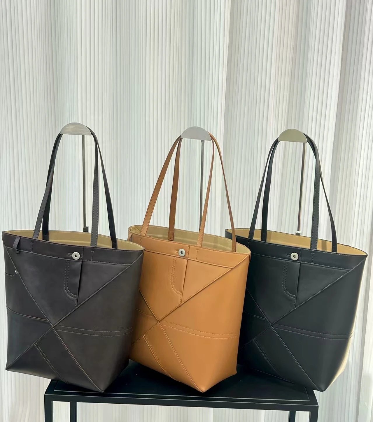 Loewe Puzzle Tote Black Leather Tote Bag - 7