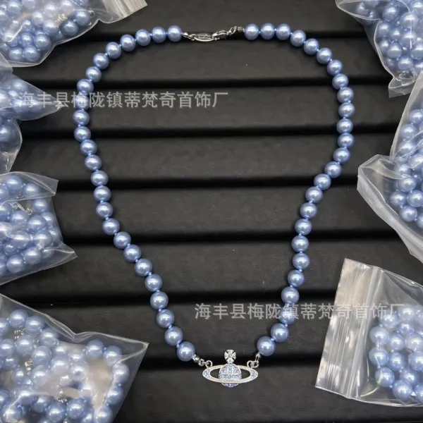 Vivienne Westwood x Pearl Heart Pendant Necklace White - 14