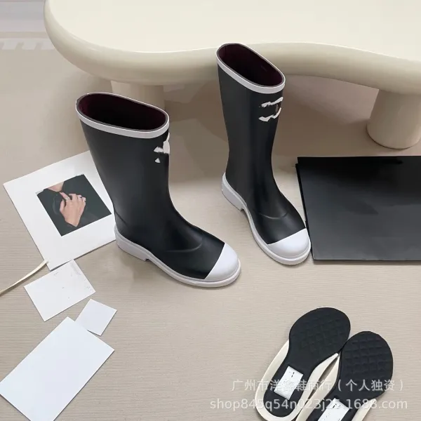 Off-White x Hunter Rain Boots Black White Rubber Knee-Boots - 12