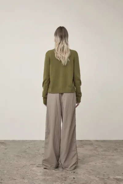 Mian Litt Olive Green Cropped Knit Cardigan - 51