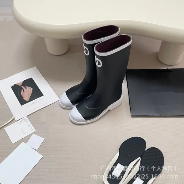 Off-White x Hunter Rain Boots Black White Rubber Knee-Boots - 16