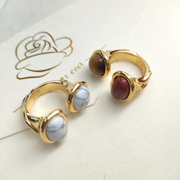 Loewe Two-Stone Cabochon Ring Gold - 6