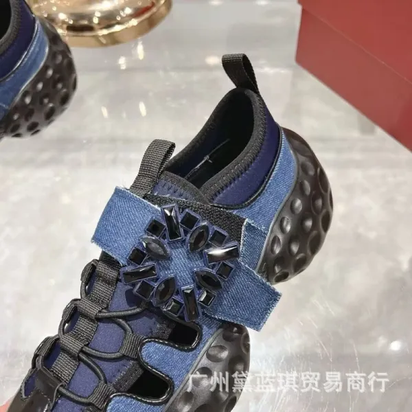 Hogan Interactive Sneakers Navy Blue Denim and Black Chunky-Sole Sneakers - 8