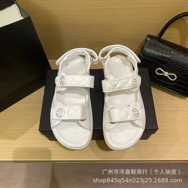 Chanel CC Logo Quilted White Sandals - 13