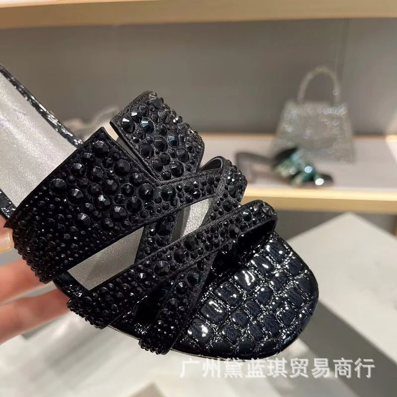 Jil Sander x Crystal-Embellished Croc-Print Slide Sandals in Sky Blue - 10