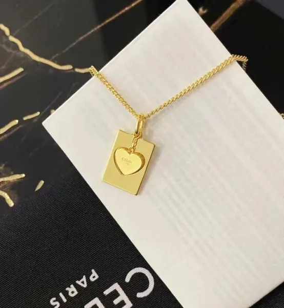 Celine Heart Cut-Out Pendant Necklace Gold - 6