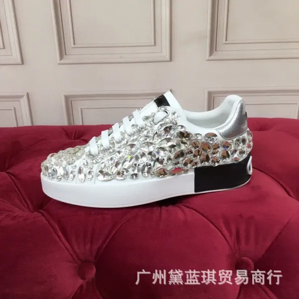 Philipp Plein Crystal-Embellished White Chunky Sneakers - 2