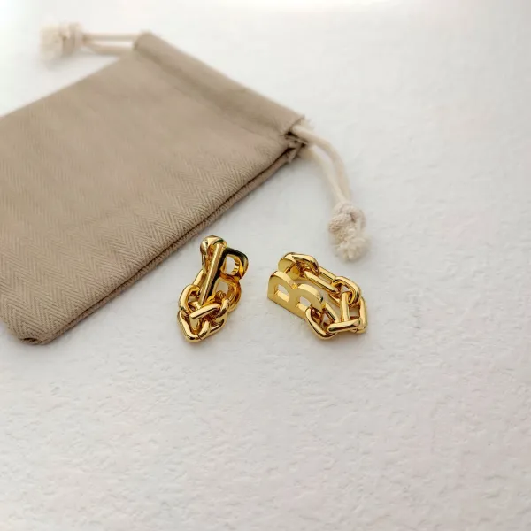 Balenciaga BB Logo Chain Earrings Gold Earrings - 3