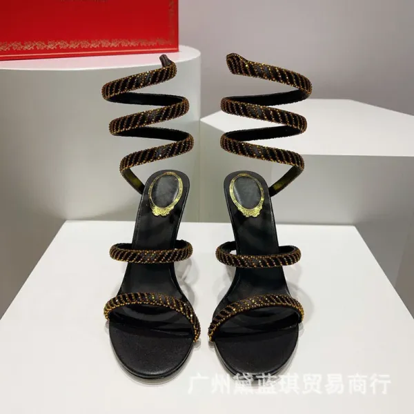 Versace Medusa Spiral Sandals Gold Stilettos - 2