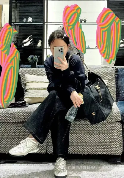 Chanel Tennis Classic Silver Quilted Sneakers - 4
