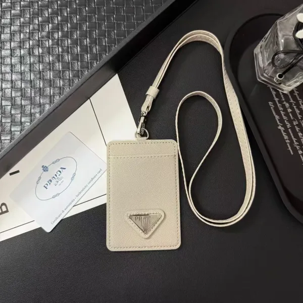 Prada Triangle Logo Cardholder Lanyard White Accessories - 8