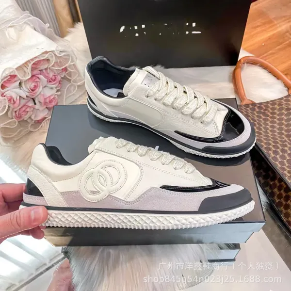 Chanel Tennis Classic White and Black Leather Sneakers - 5