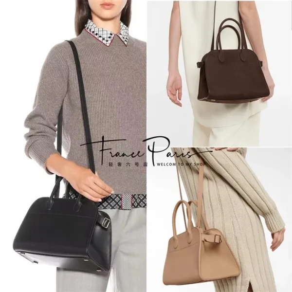The Row Mini Soft Suede Beige Boston Bag - 4