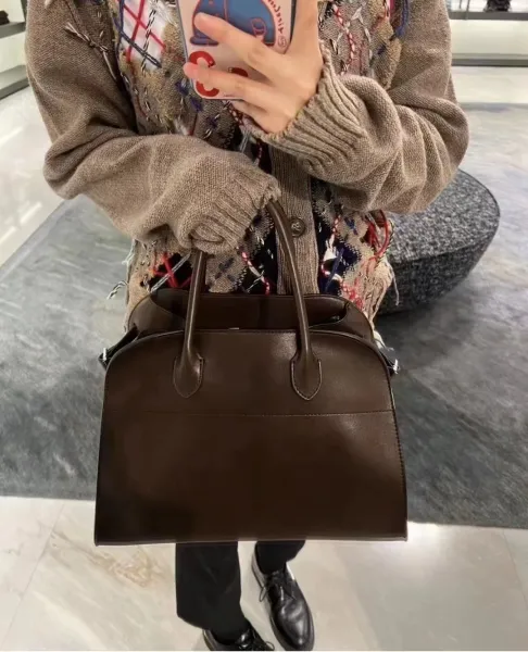 The Row Mini Soft Suede Beige Boston Bag - 12