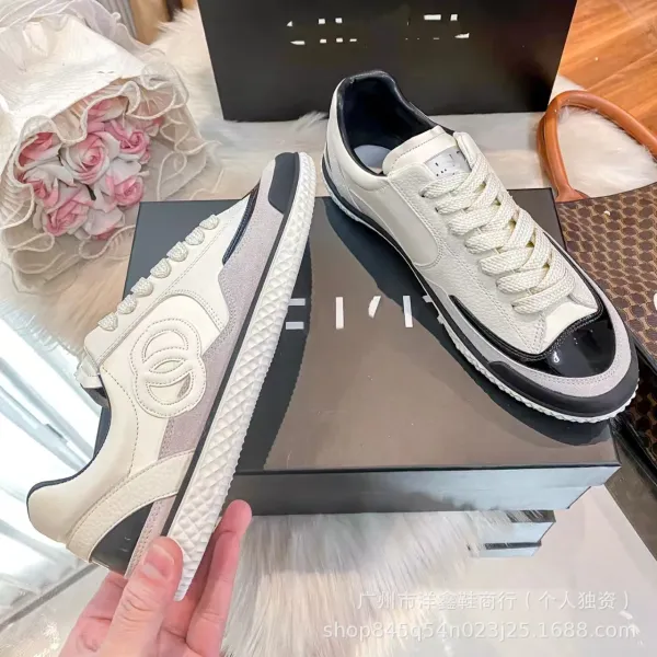 Chanel Tennis Classic White and Black Leather Sneakers - 7