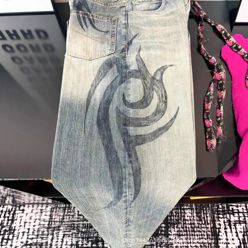 Balenciaga Dragon Totem Drawstring Denim Jeans