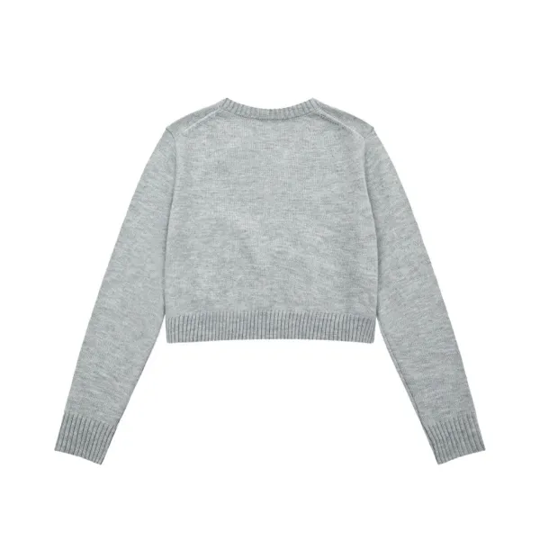Saint Tears V-Neck Cropped Knit Sweater Black - 7