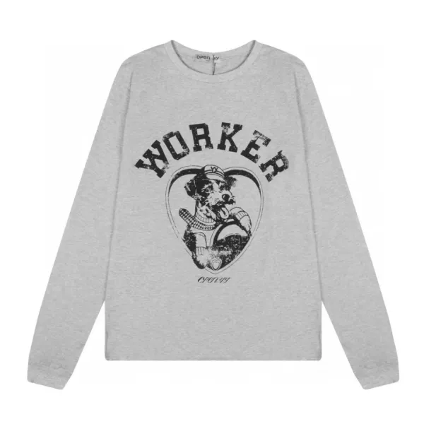 Open YY Worker Graphic Long-Sleeve T-Shirt White - 8