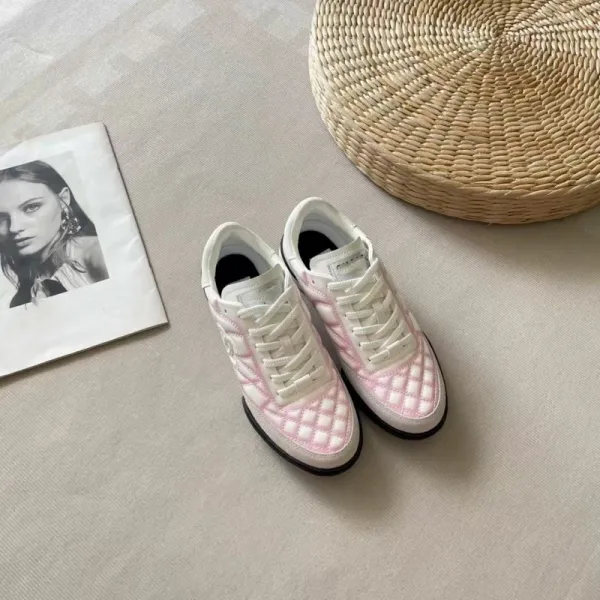 Chanel CC Logo Quilted Sneakers White Pink - 5