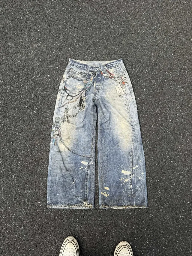 Unbranded Jeans Wide-Leg Chain Graphic product detail image 9