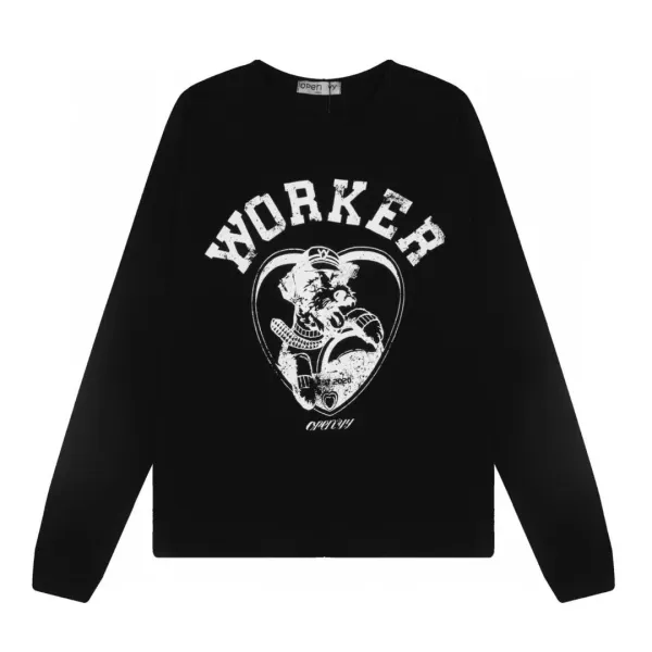 Open YY Worker Graphic Long-Sleeve T-Shirt White - 10