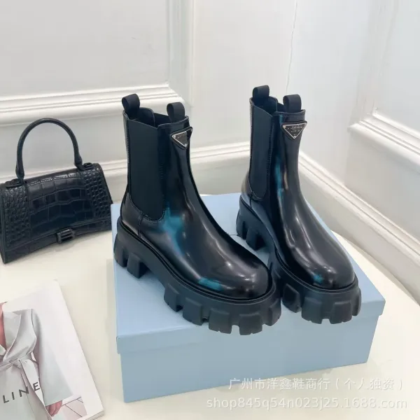 Prada Cleated Chelsea Boots Black - 5