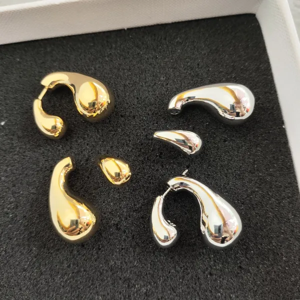 Gold Teardrop Hoop Earrings - 3