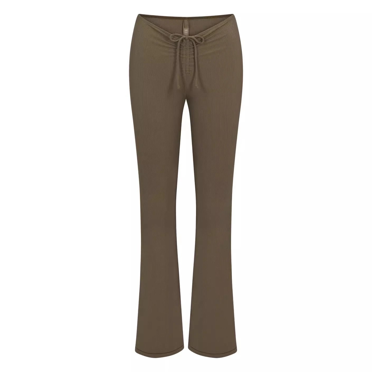 Blue Drawstring Waist Flare Pants - 9