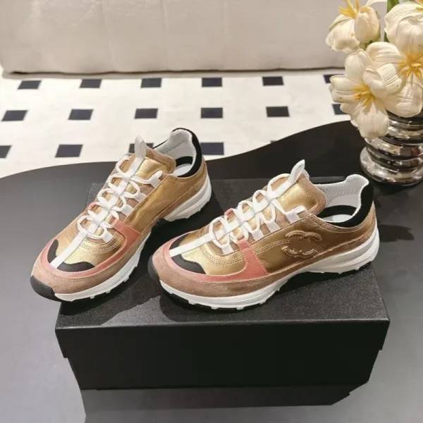 Chanel Sporty Chunky Sneakers Gold Pink White Sneakers - 4