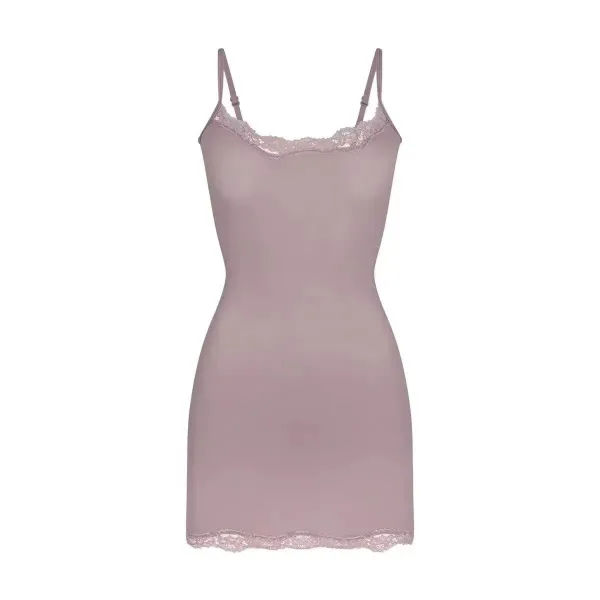 Black Floral Lace Trim Camisole Dress - 5