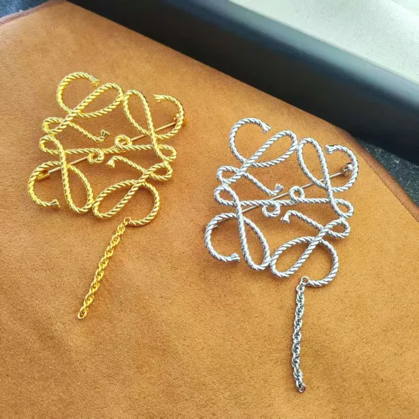 Loewe Anagram Rope Brooch Gold Jewelry - 6