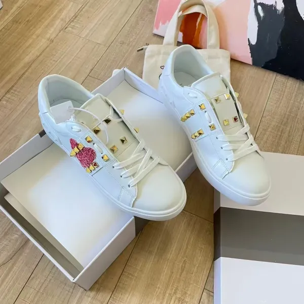 Valentino Garavani Rockstud Spike Crystal White Sneakers - 13