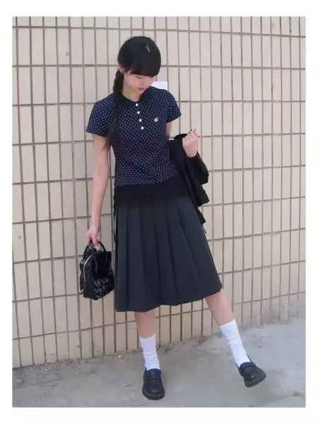 Aeae Polka Dot Gray Polo Shirt - 10