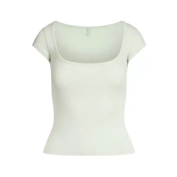 Design Square Neck Crop T-Shirt Gray - 6