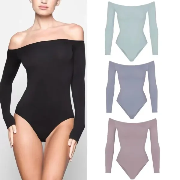Saint Tears Off-Shoulder Long Sleeve Bodysuit Light Blue - 2