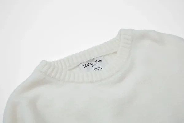 Matin White Knit Sweater with Bold Typography - 11