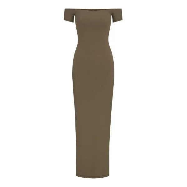 Off-White Off-Shoulder Maxi Dress White - 9
