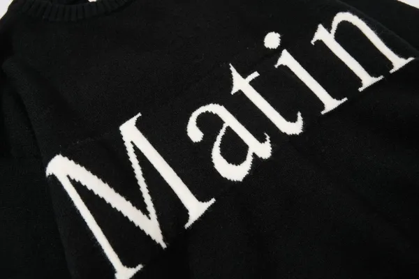 Matin White Knit Sweater with Bold Typography - 24