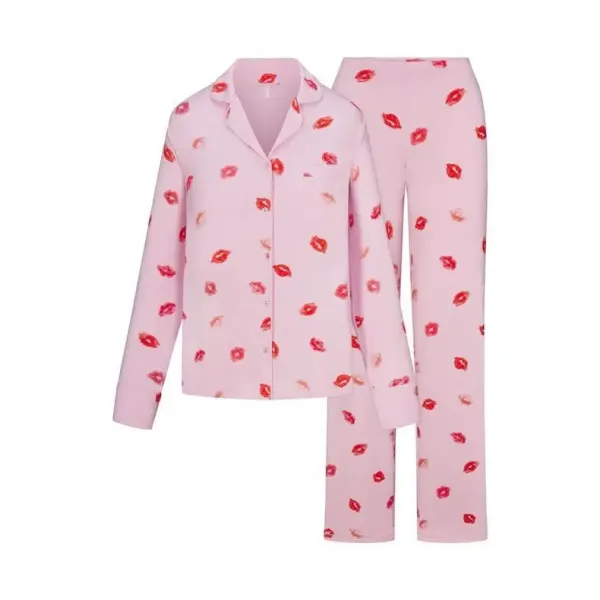 Sleepwear Set Red Festive Print Pajama Set - 5