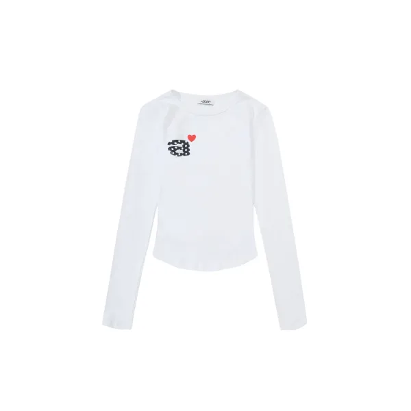 Saint Tears Heart Dot Logo Long-Sleeve Cropped Top Navy - 13