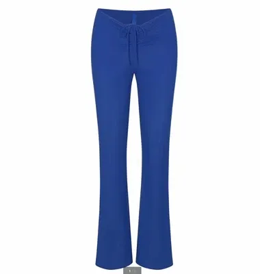 Blue Drawstring Waist Flare Pants - 12