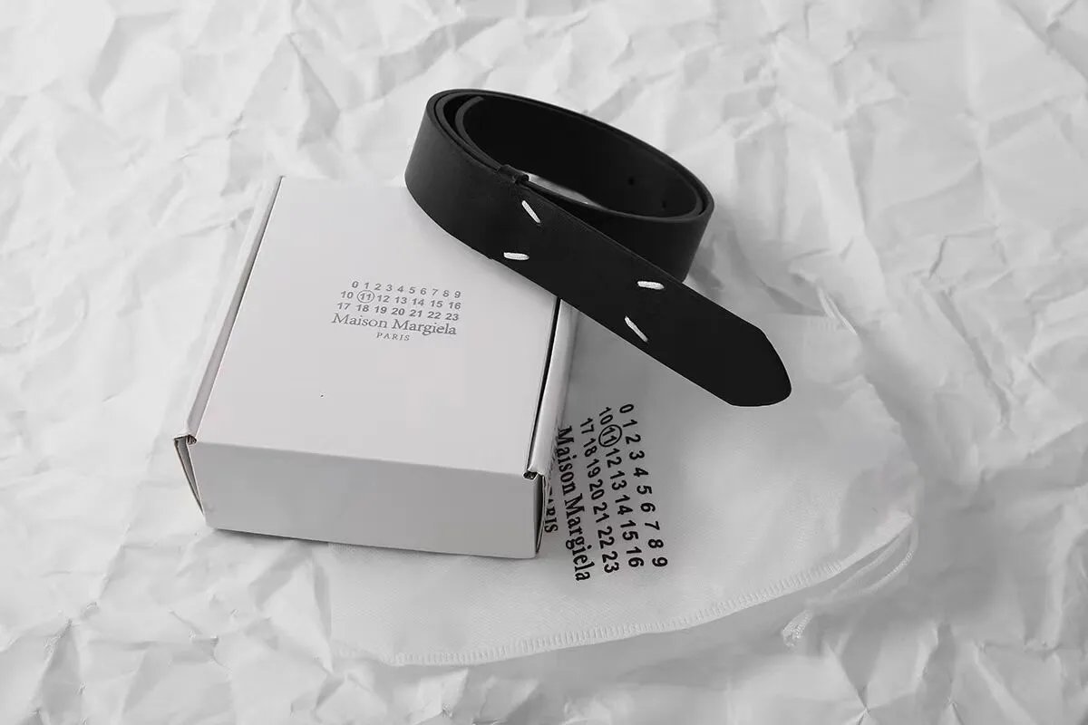 Maison Margiela Tabi Numbered Leather Belt Black - 4