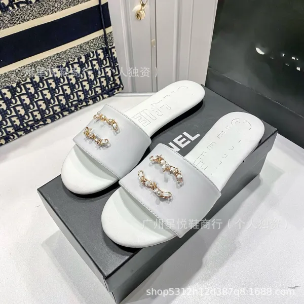 Chanel Tweed CC Logo Slide Sandals Black Multicolor - 10