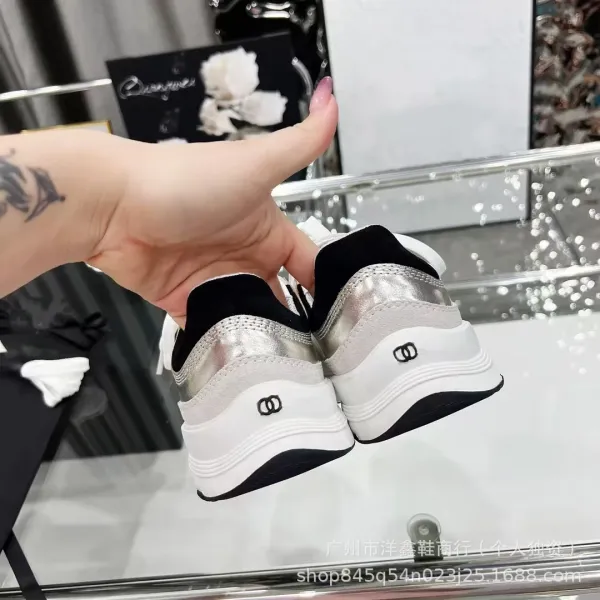 Chanel CC Logo Chunky Sneakers Gold Pink Beige Multicolor Sneakers - 13