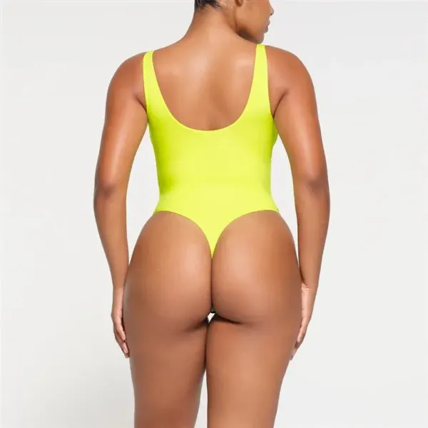 Skims Sculpting Square-Neck Bodysuit Brown Swimwear - 9