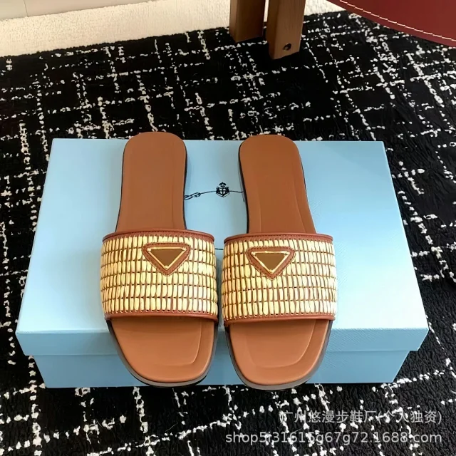 Unbranded Sandals Woven square-toe slide with triangle appliqué product detail image 4